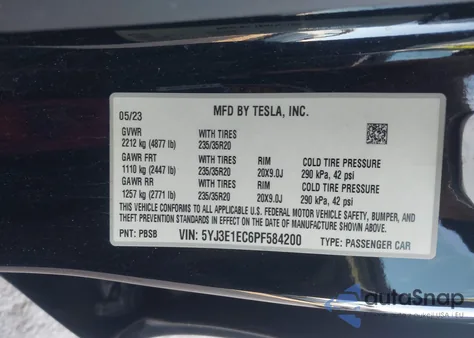 2023 Tesla Model 3 Performance Dual Motor All-Wheel Drive из США, поврежденный, VIN 5YJ3E1EC6PF584200